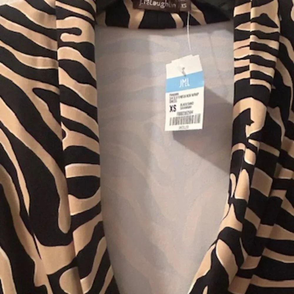 J. McLaughlin Black Sand Savannah Catalina Cloth Print Panama Wrap Dress NEW - Picture 3 of 16